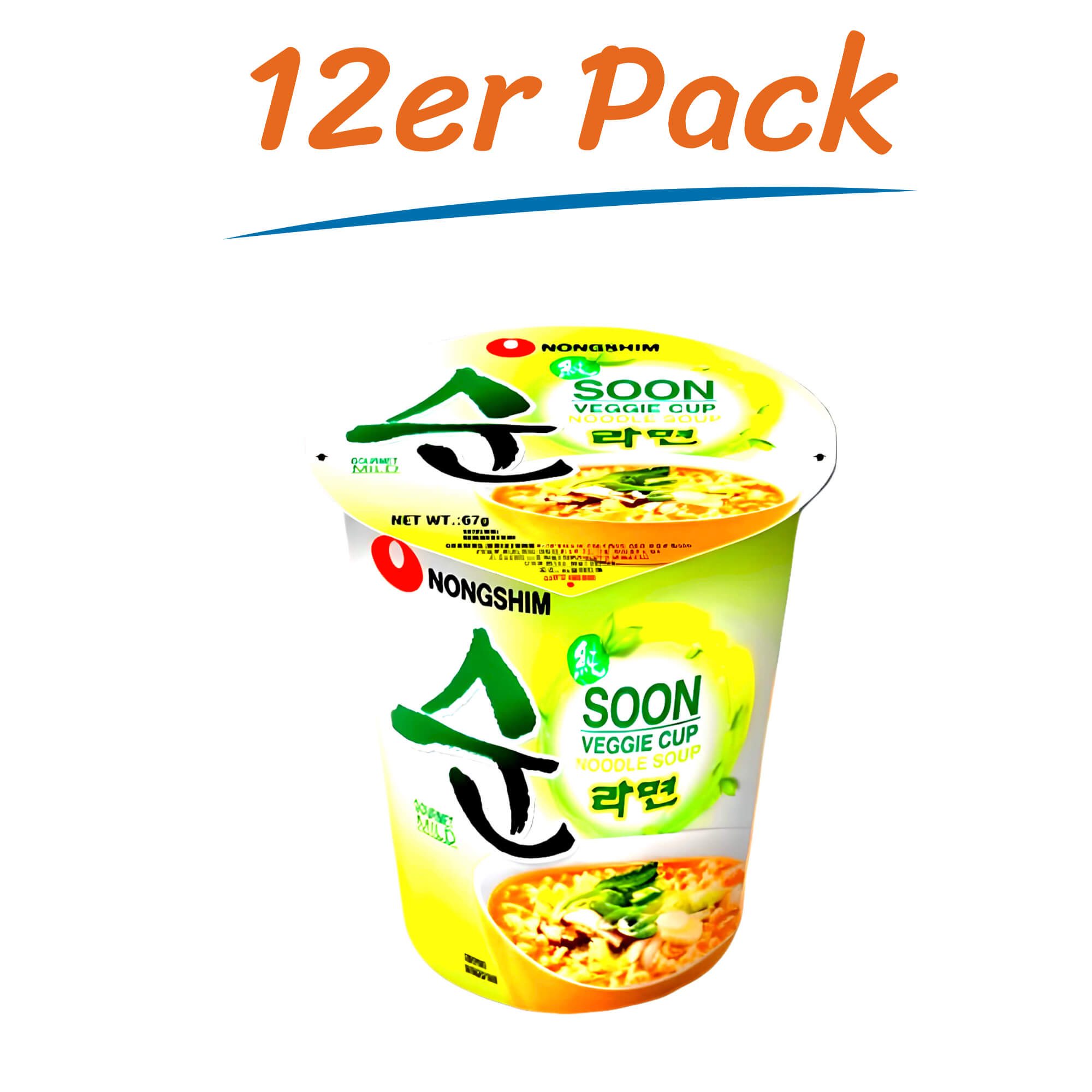 Nongshim Instant Noodles Shin Cup in Cup Pack of 12 (12 x 68g)