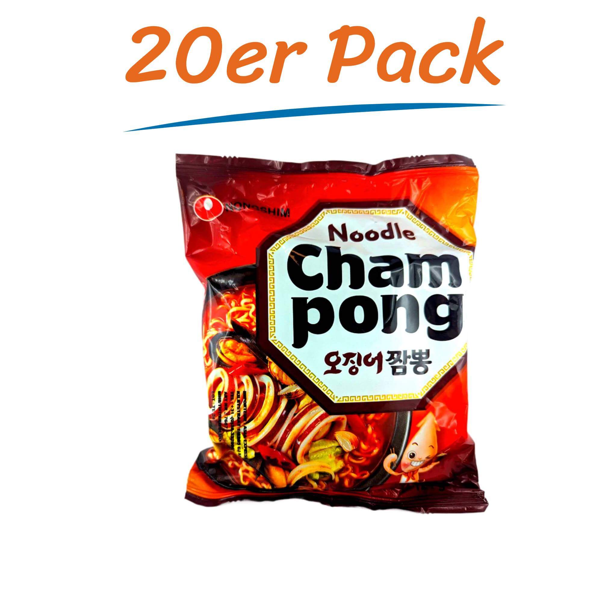 Nongshim Instant Nudeln Cham Pong Meersefrüchte scharf 20er Pack (20 x 124g)