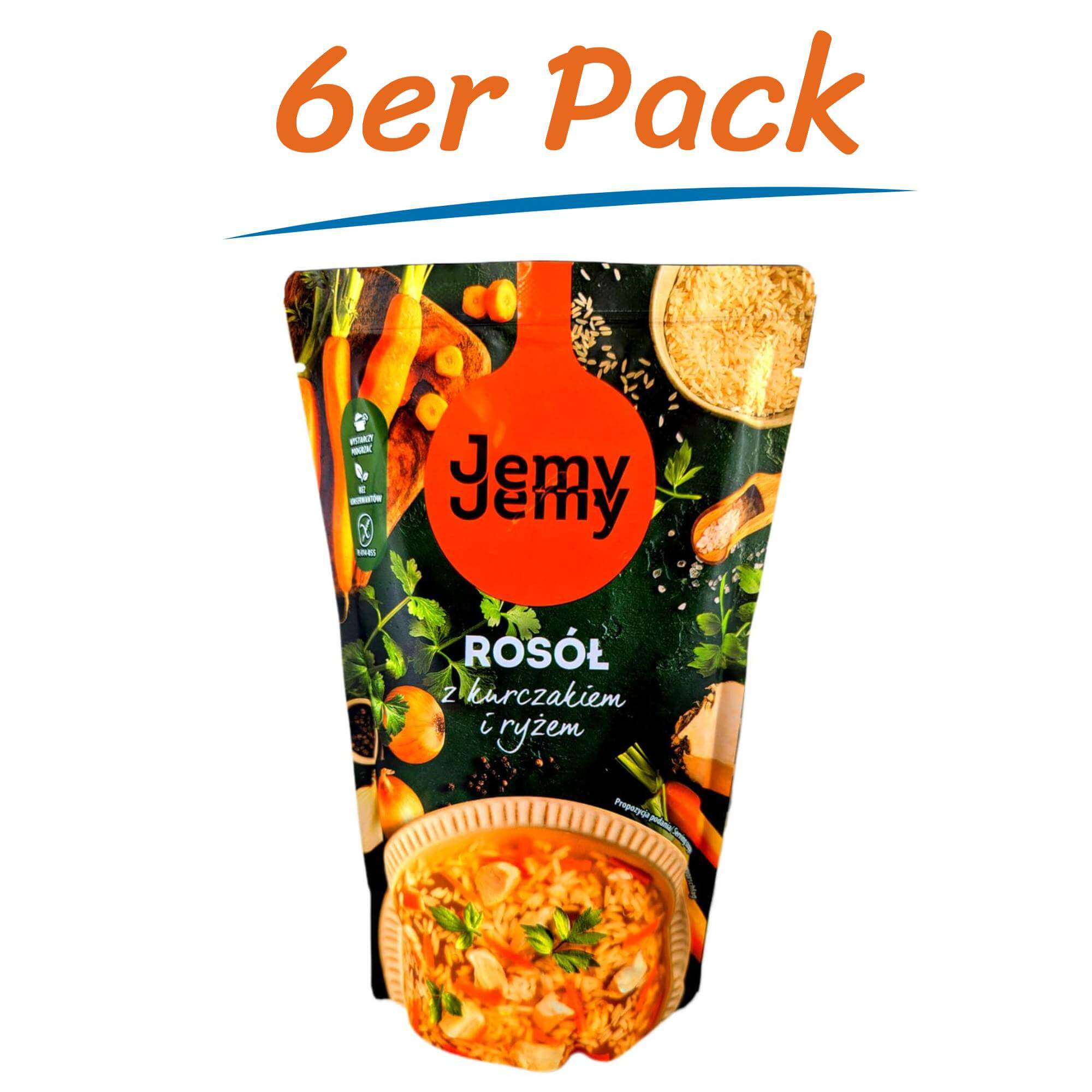 Jemy Jemy Rosol Brühe mit Hühnerfleisch und Rostbraten 6er Pack (6 x 450g)