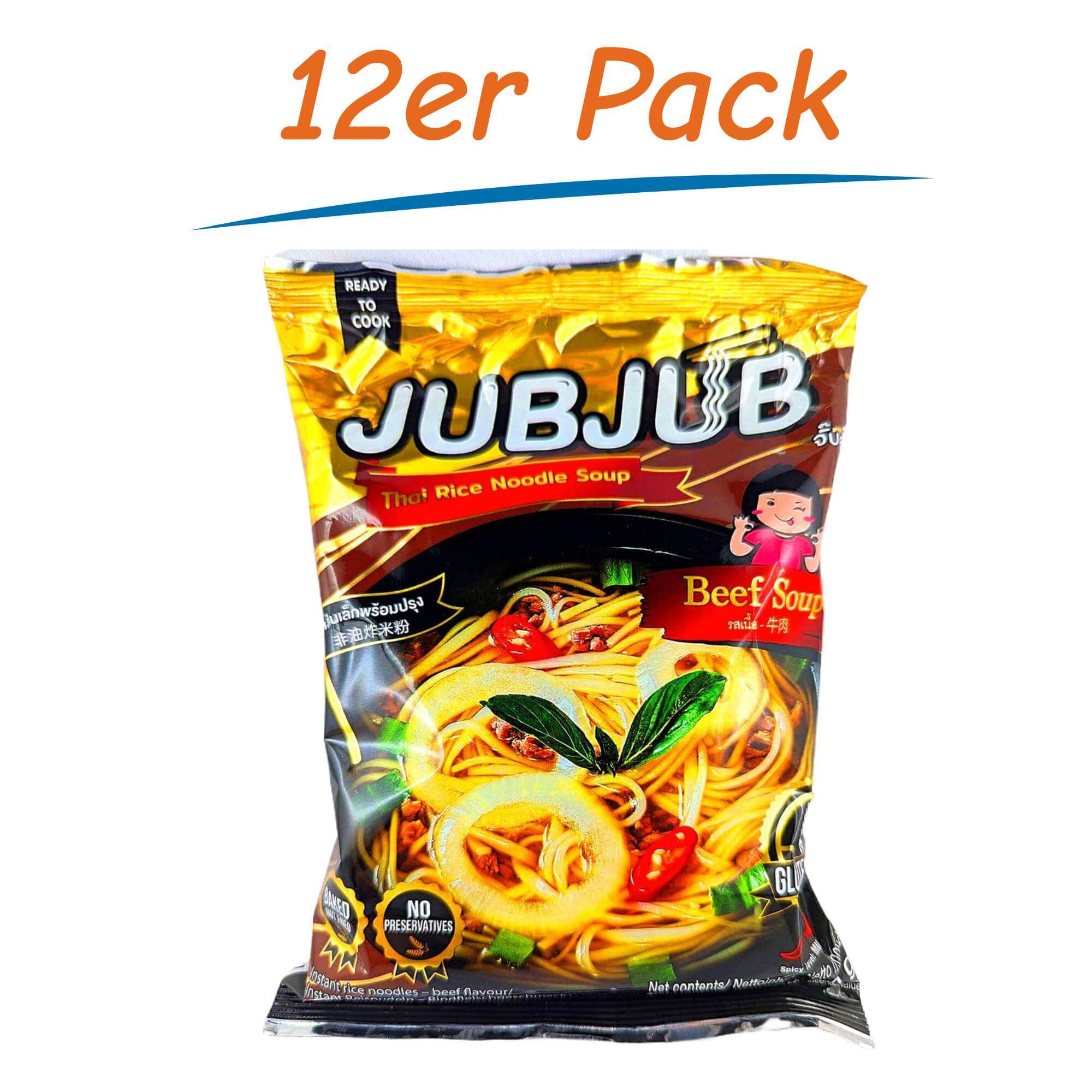 Jubjub Instant Reisnudeln Suppe Rind 12er Pack (12 x 70g)