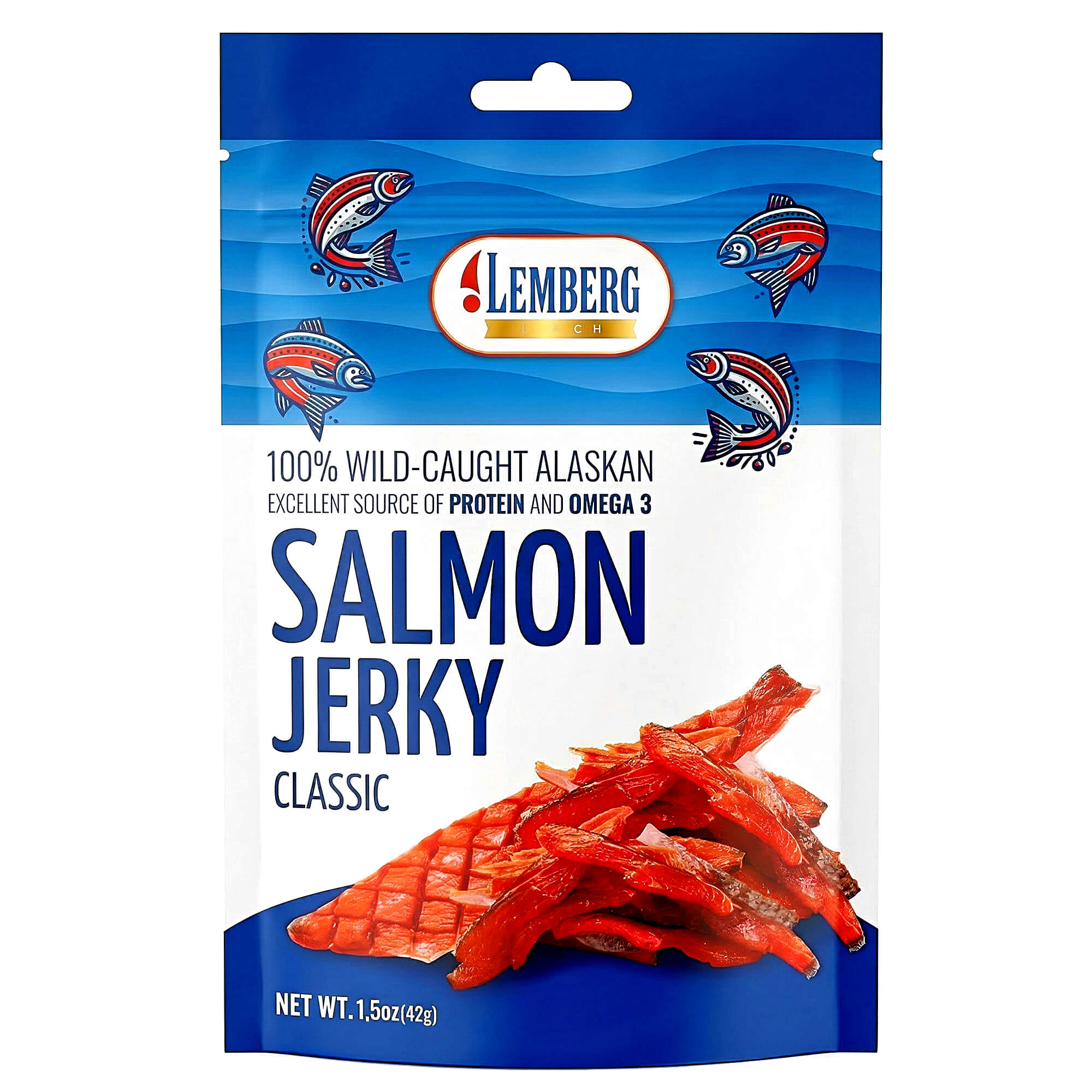 Lemberg Lachsfilet Jerky Klassik getrocknet 42g