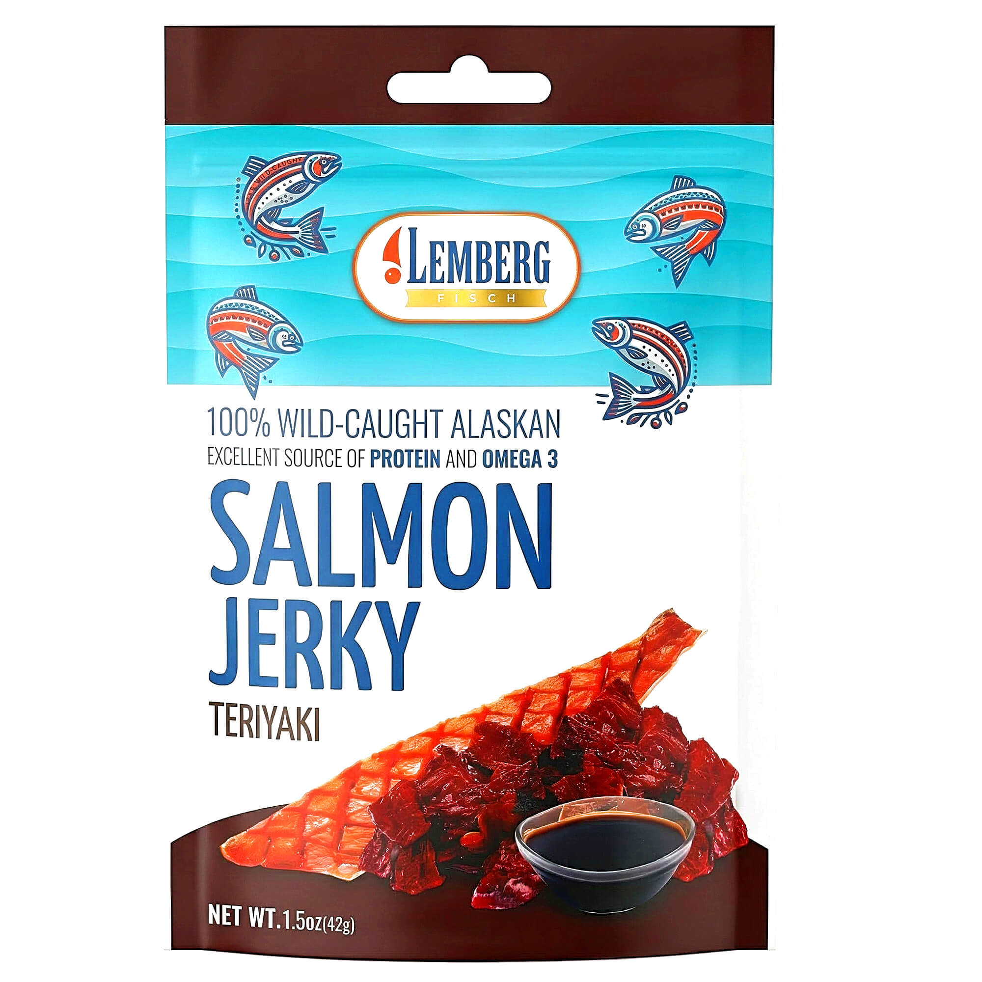 Lemberg Lachsfilet Jerky in Teriyaki Sauce getrocknet 42g