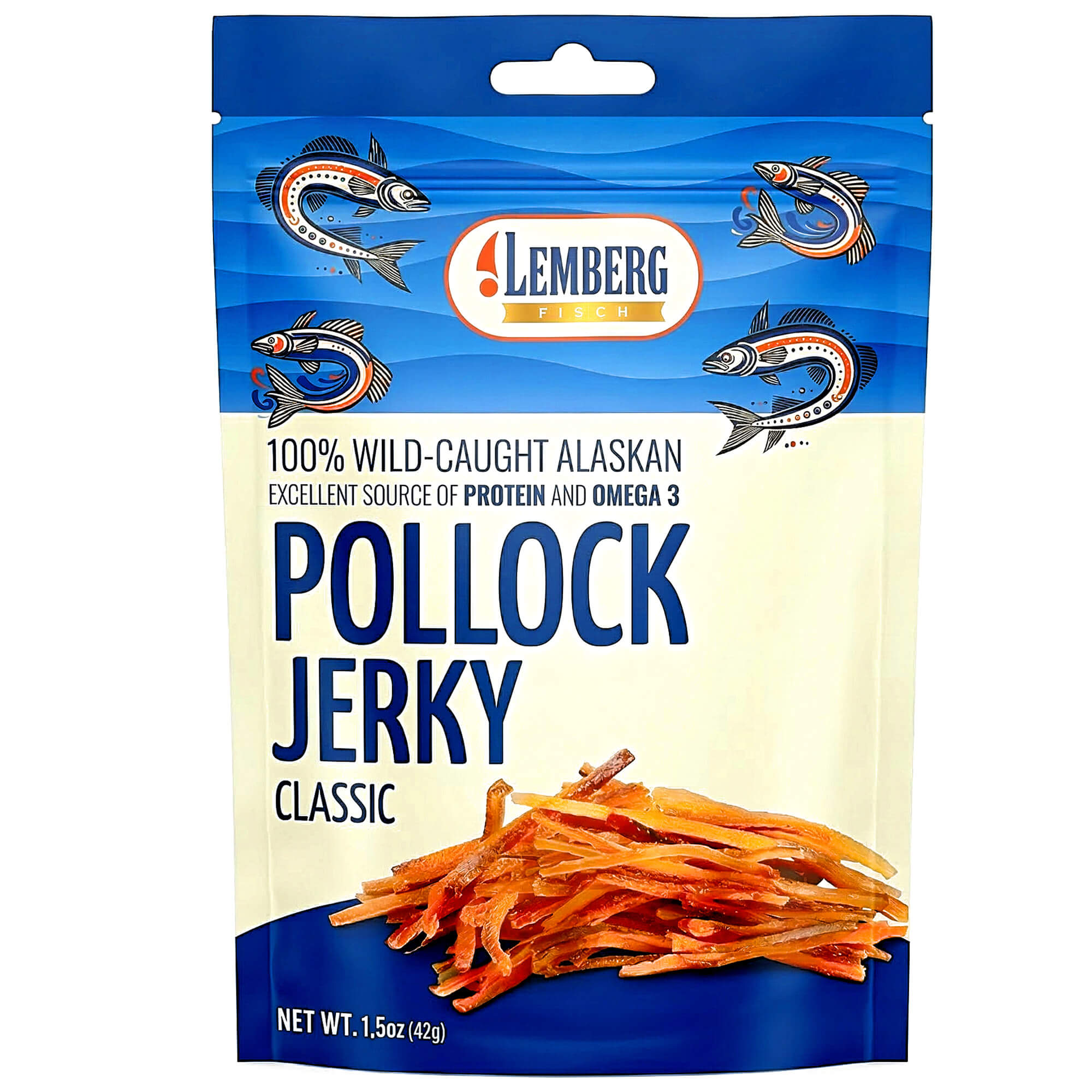 Lemberg Seelachsfilet Jerky Klassik getrocknet 42g