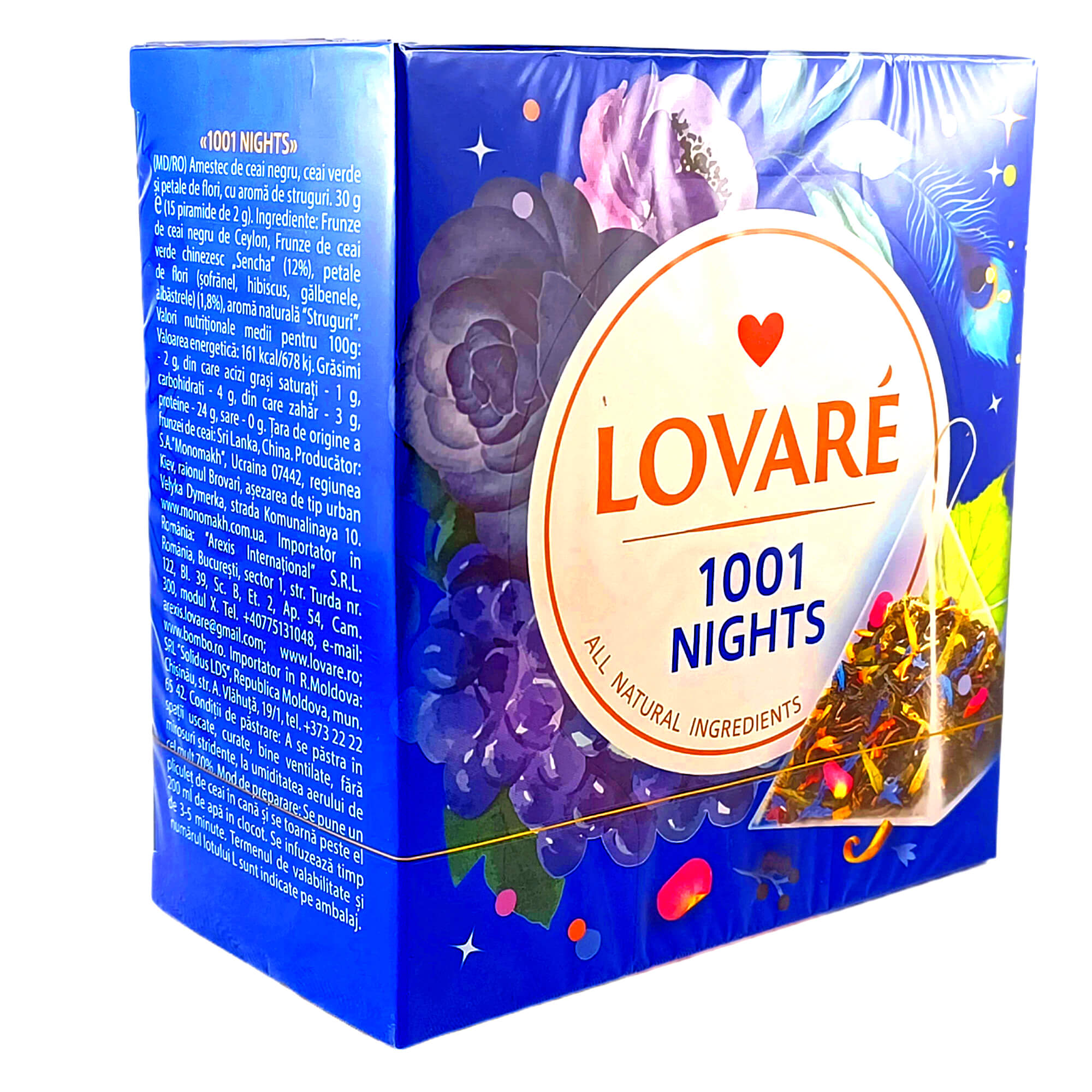 Lovare 1001 Nights Schwarzer Tee & Grüner Tee mit Geschmack 15 Pyramidenbeutel