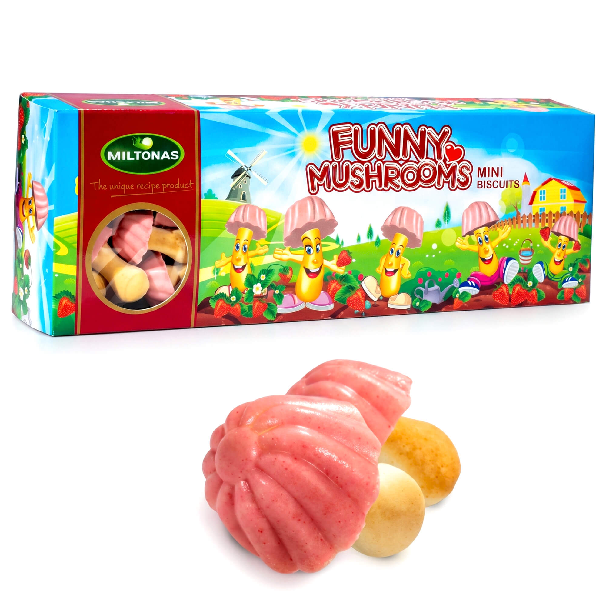 Funny Mushrooms Pilzkekse mit Erdbeergeschmack 170g