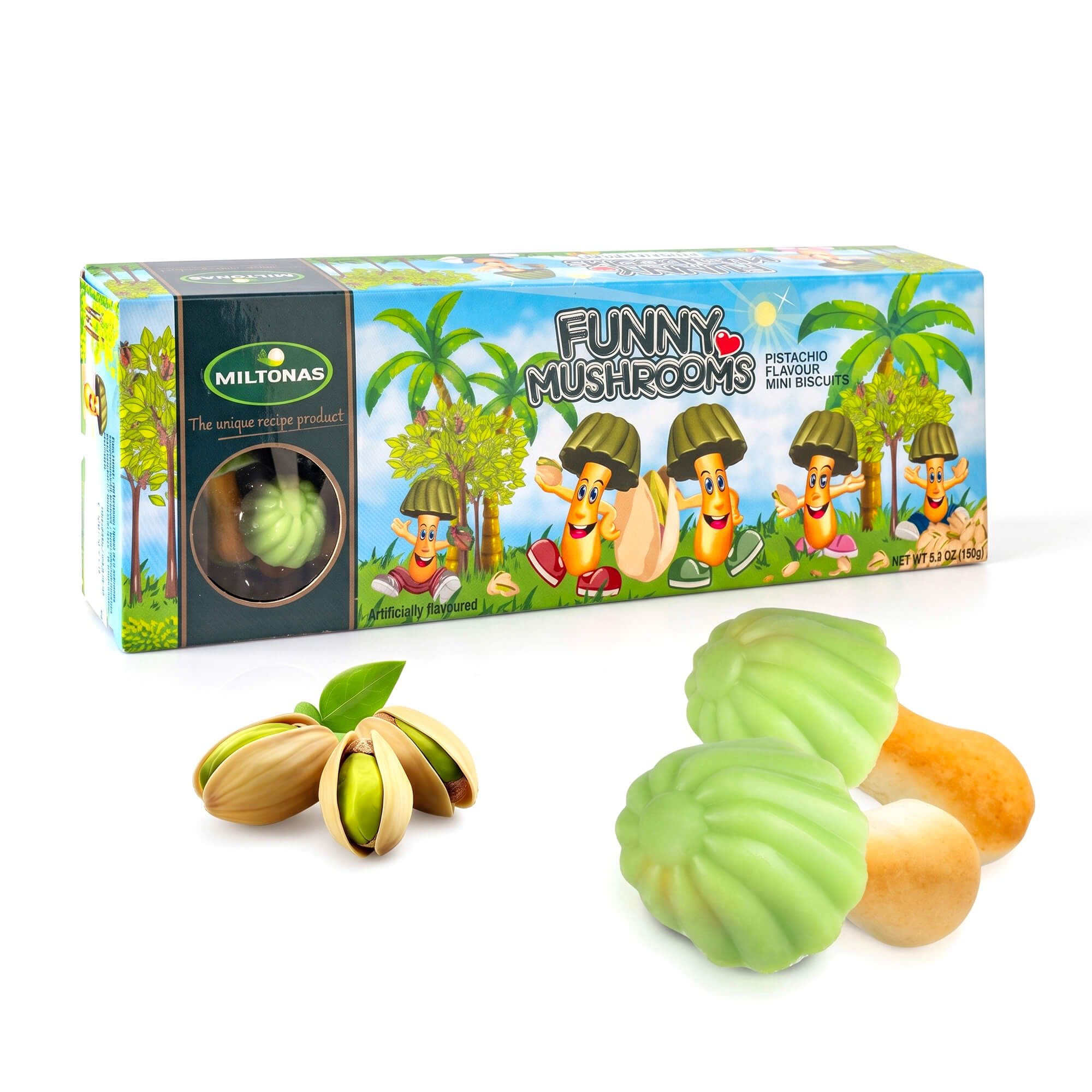 Funny Mushrooms Pilzkekse mit Pistazien Geschmack 150g