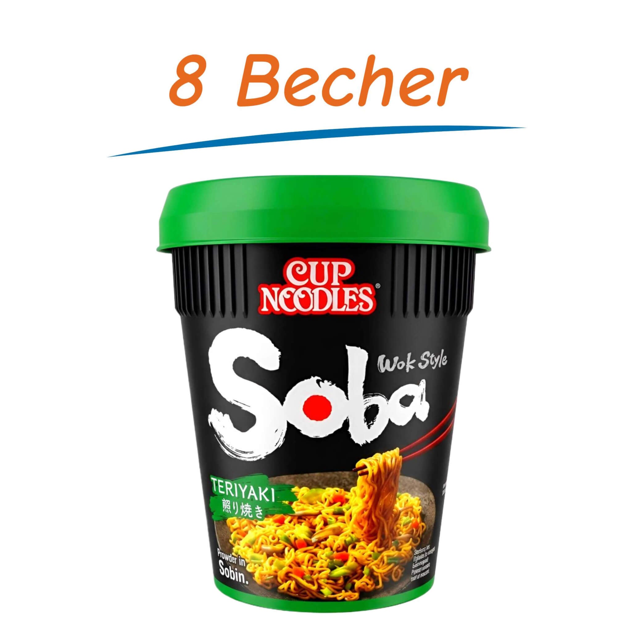 Nissin Soba Cup Noodles Wok Style Teriyaki 8er Pack (8 x 90g)