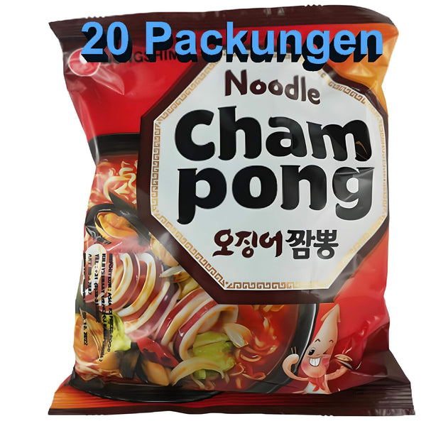 Nongshim Instant Nudeln Cham Pong Meersefrüchte scharf 20er Pack (20 x 124g)