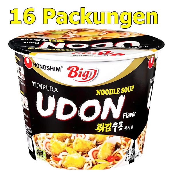 Nongshim Instant Nudeln Tempura Udon Big Bowl 16er Pack (16 x 111g)