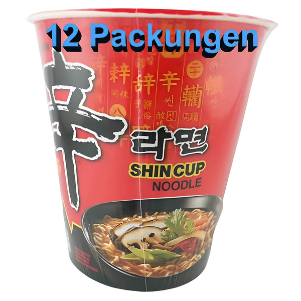 Nongshim Instant Nudeln Shin Cup in Becher 12er Pack (12 x 68g)