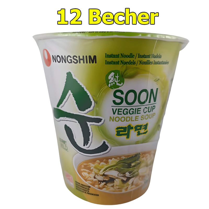 Nongshim Instant Nudeln Veggie Cup Gourmet Mild Vegan 12er Pack (12 x 67g)