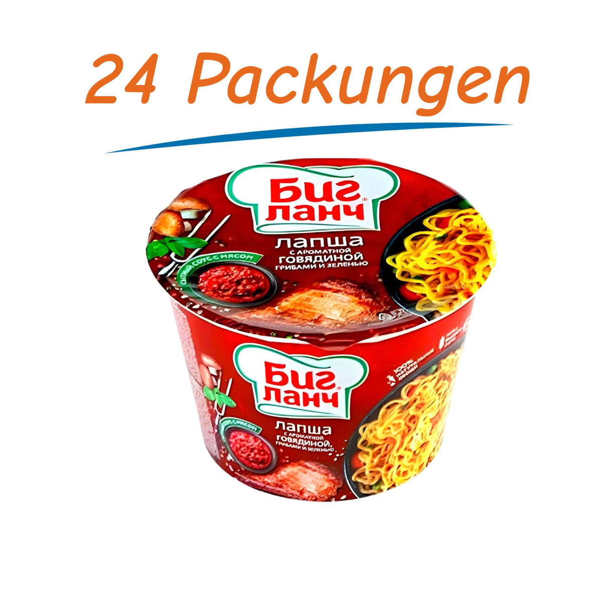 Big Lunch Instant Noodles Rindfleisch & Pilze & Kräuter 24er Pack (24 x 90g)