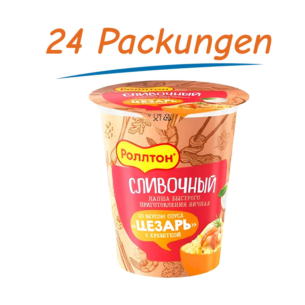 Rollton Instant Noodles "Cesar" mit Sahne Sauce & Garnelen 24er Pack (24 x 70g)