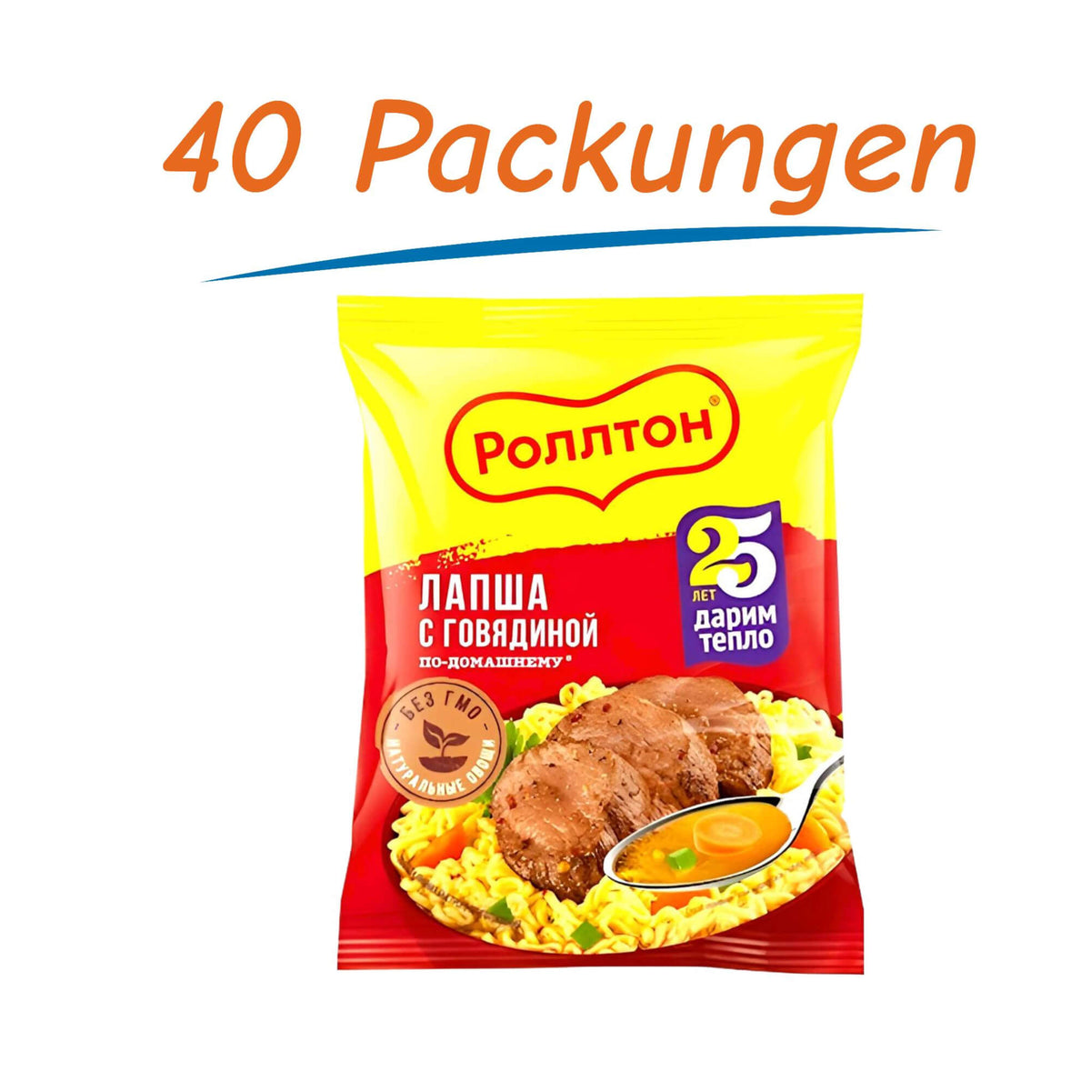 Rollton Vermicelli Instant Noodles mit Rindfleischgeschmack 40er Pack (40 x 85g)