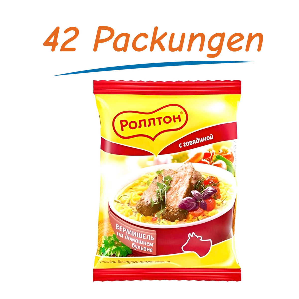 Rollton Vermicelli Instant Noodles mit Rindfleischgeschmack 42er Pack (42 x 60g)