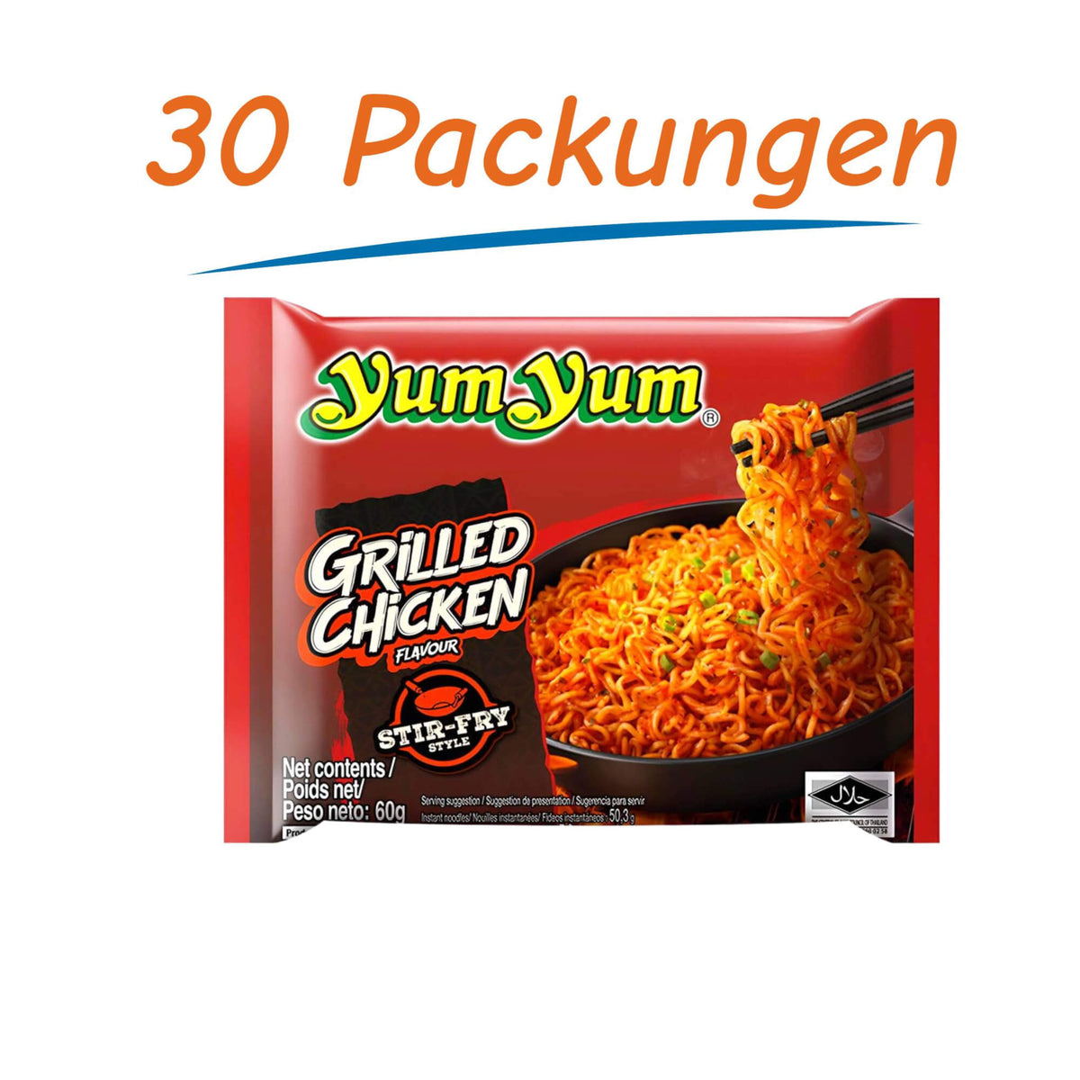 Yum Yum Instant Noodles Grilled Chicken 30er Pack (30 x 60g)
