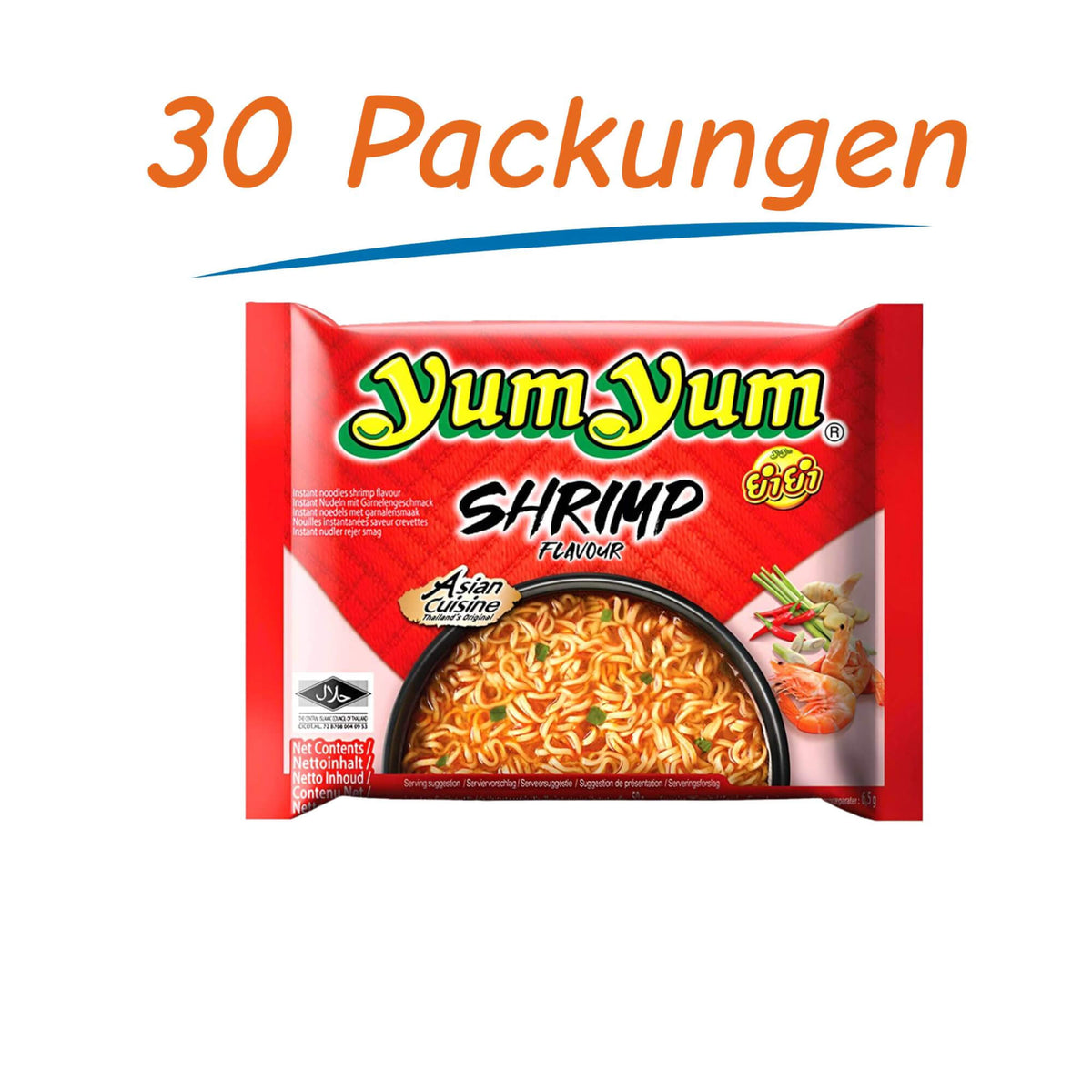 Yum Yum Instant Nudeln Shrimp 30er Pack (30 x 60g)