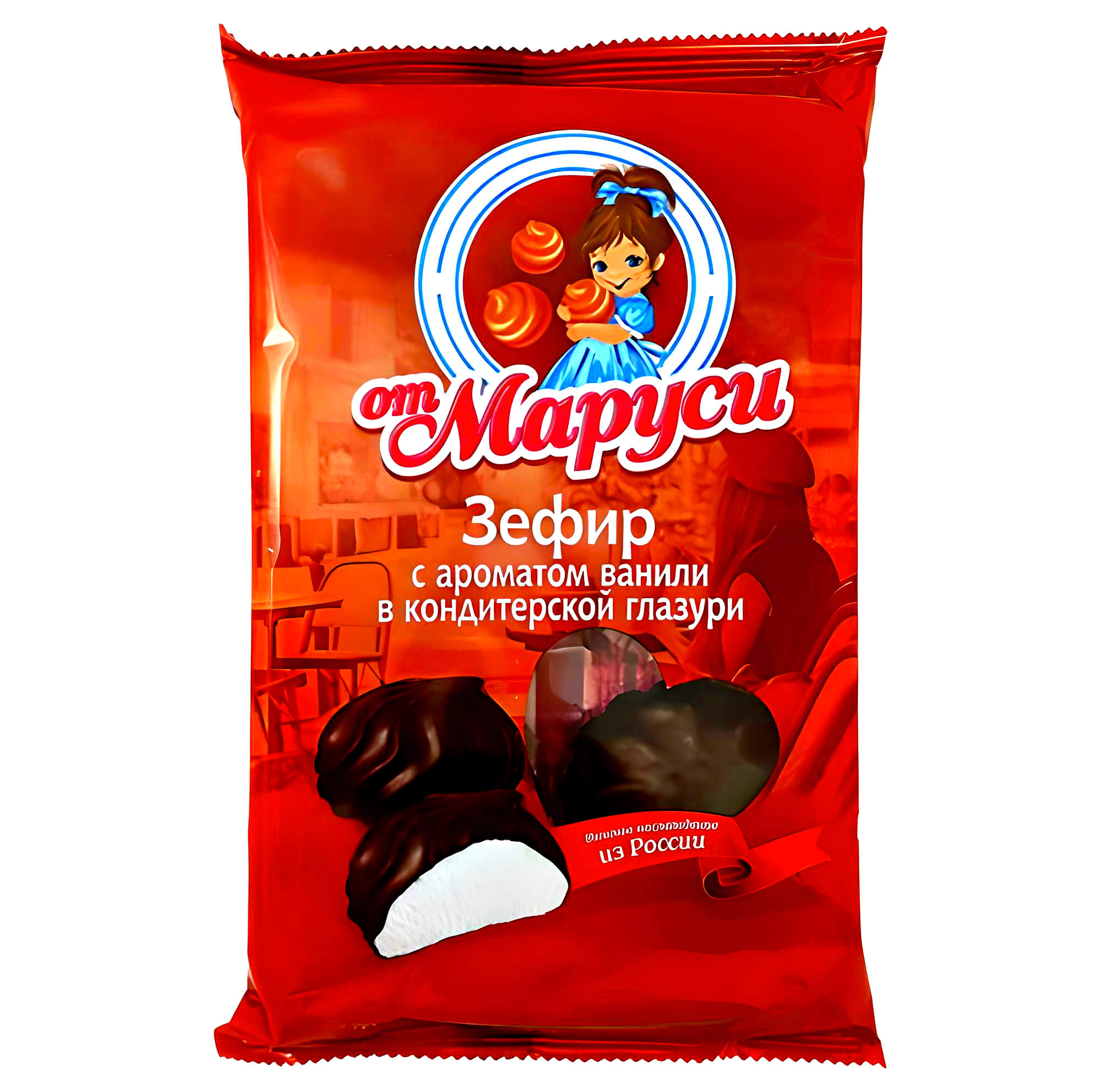 Schaumzuckerware Zefir mit Vanillegeschmack in kakaohaltiger Fettglasur 205g