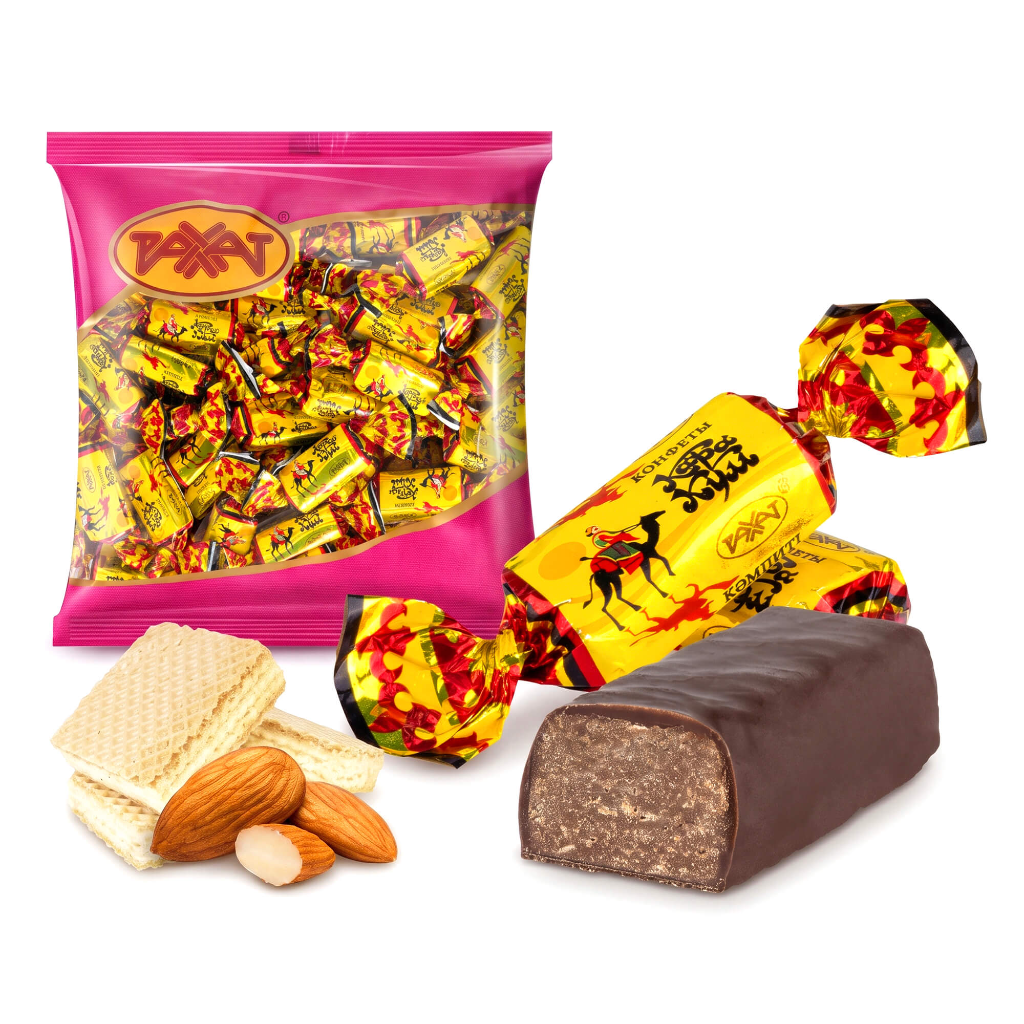 Rakhat Konfekt "Kara-Kum" mit Waffelkrümmel & Mandeln in Kakaoglasur 1kg