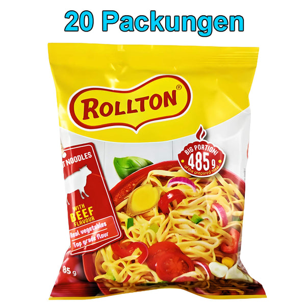 Rollton Big Portion Beef Instant Nudeln mit Rindfleischgeschmack 20er Pack (20 x 85g)