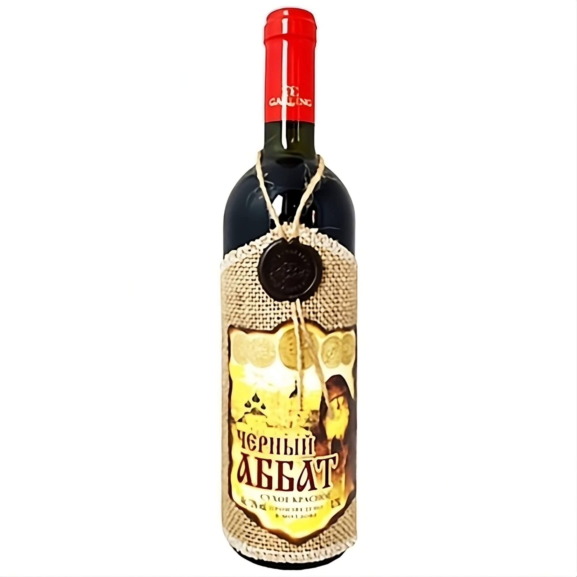 Rotwein "Schwarzer Abt" mit Flaschenverkleidung trocken 13% vol. 0,75L