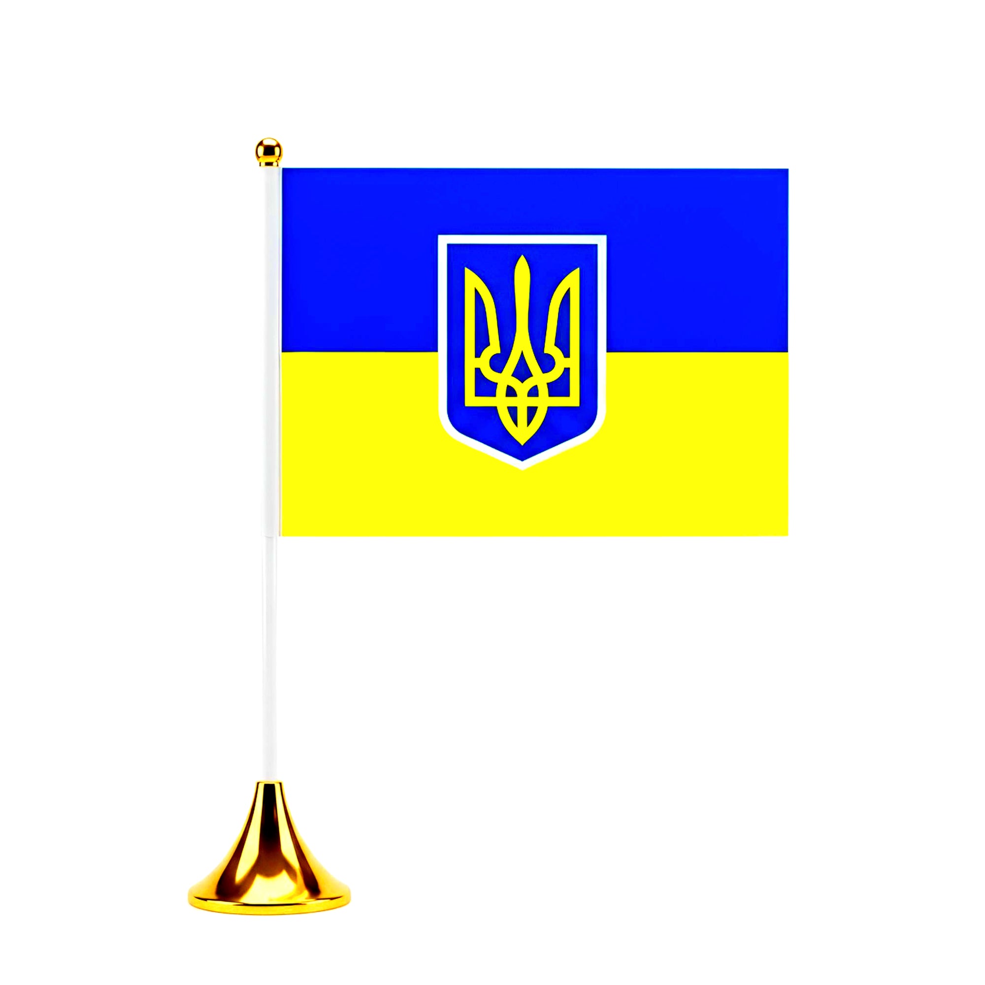 Tischflagge Ukraine mit Wappen