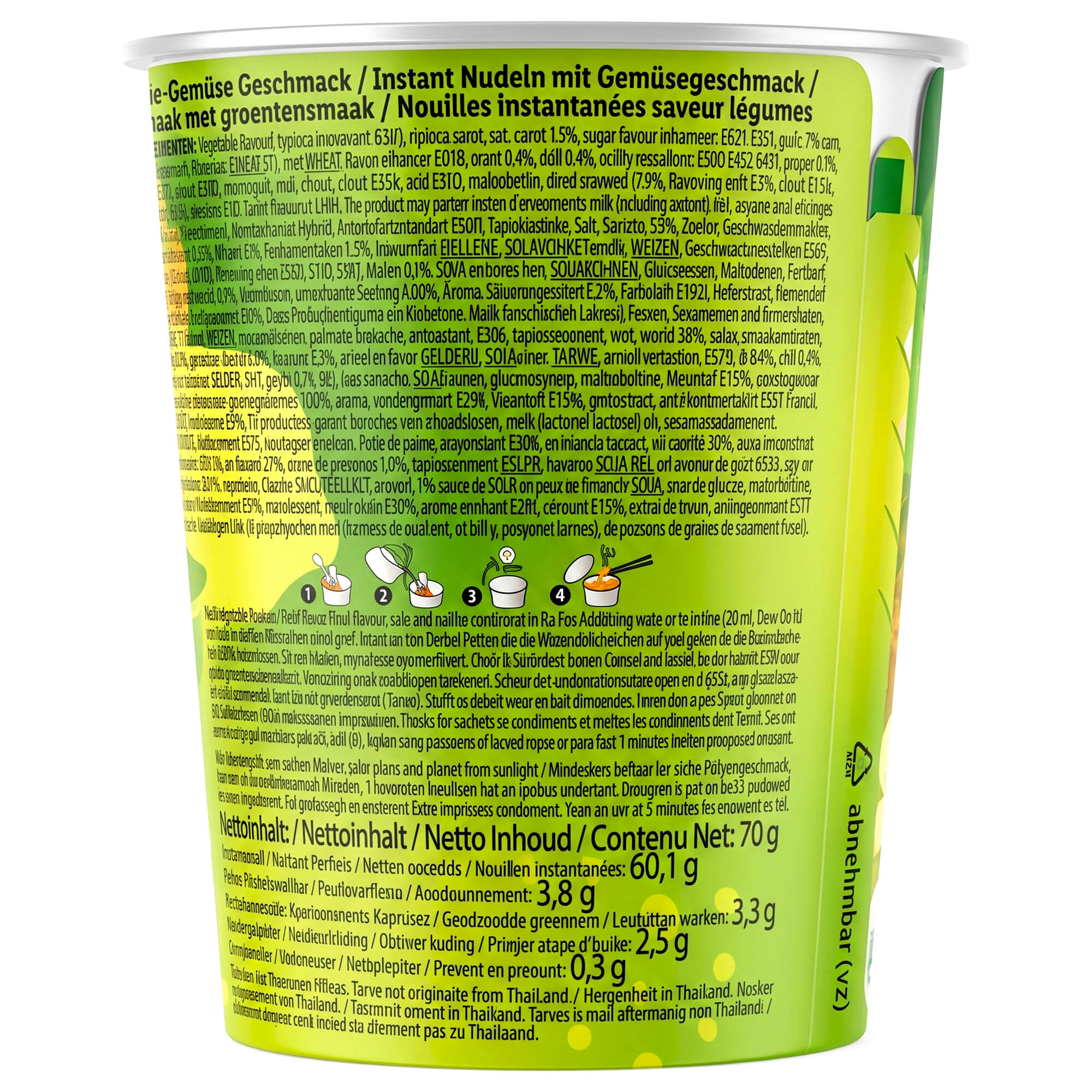 Yum Yum Cup Instant Noodles Vegetable 12er Pack  (12 x 70g)
