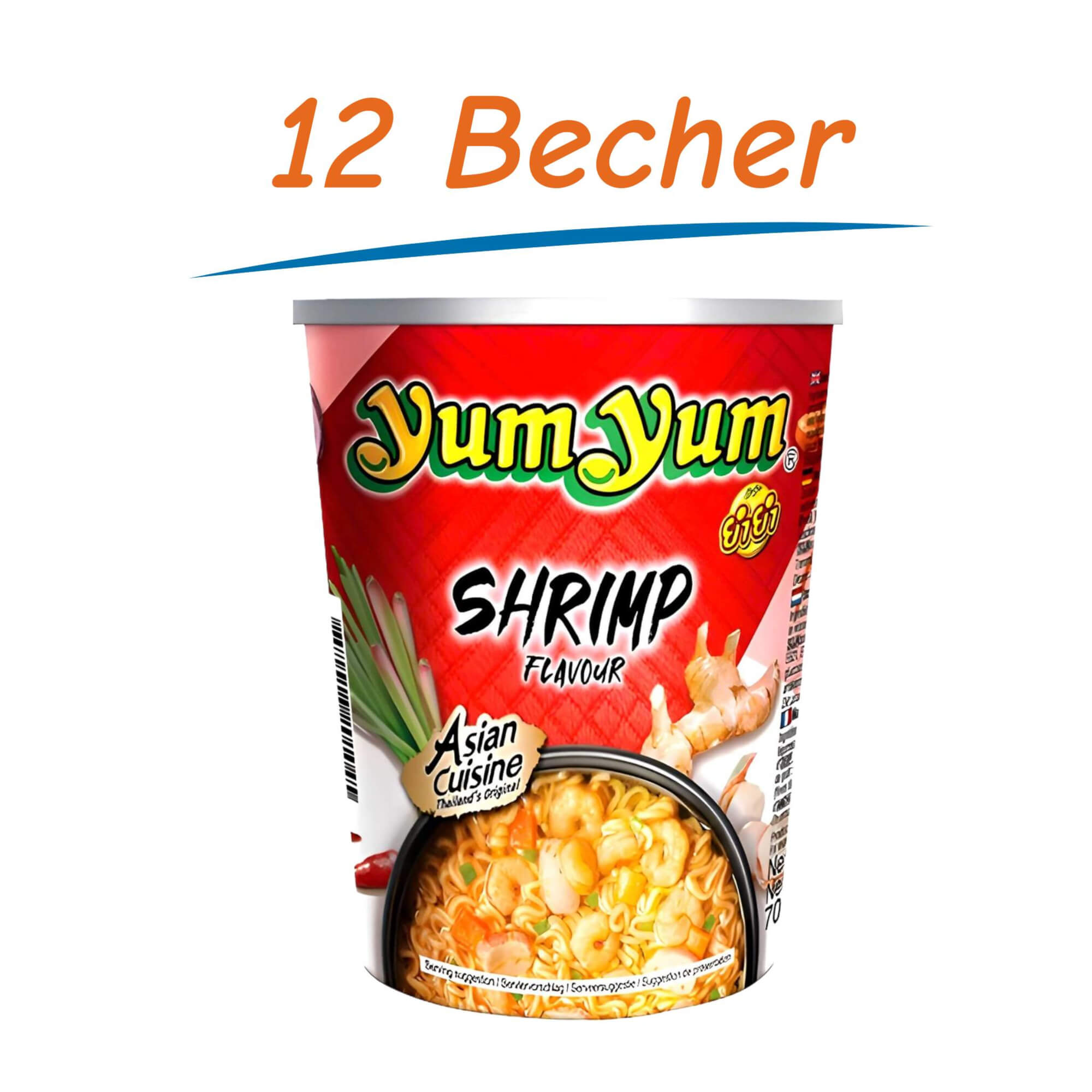 Yum Yum Cup Instant Noodles Shrimp 70g 12er Pack  (12 x 70g)