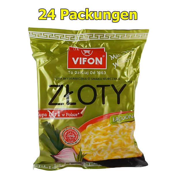 Vifon Zloty Instant Nudeln mit Hähnchenfleischgeschmack 24er Pack (24 x 70g)