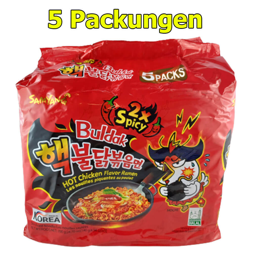 Samyang Buldak Instant Nudelgericht Hot Chicken 2x scharf 5er Pack (5 x ...