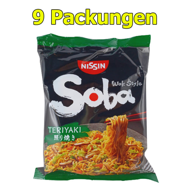Nissin Soba Teriyaki Instant Noodles Wok Style 9er Pack (9 x 110g)