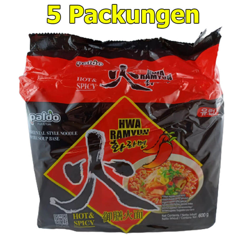 Paldo Hwa Ramyun Instant Nudeln scharf & würzig 5er Pack (5 x 120g)