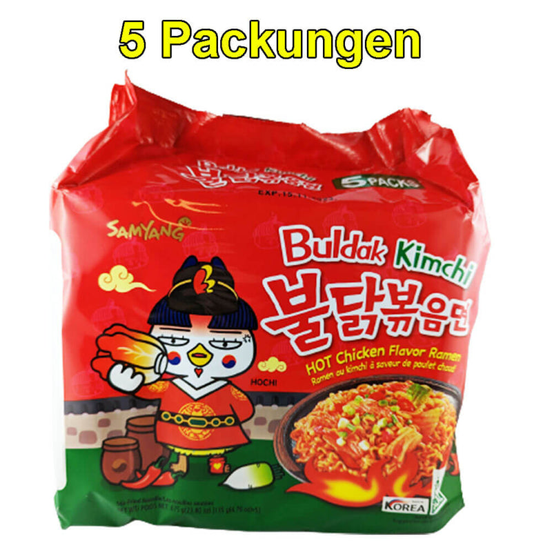 Samyang Buldak Kimchi Hot Chicken Ramen 5er Pack (5 x 135g)