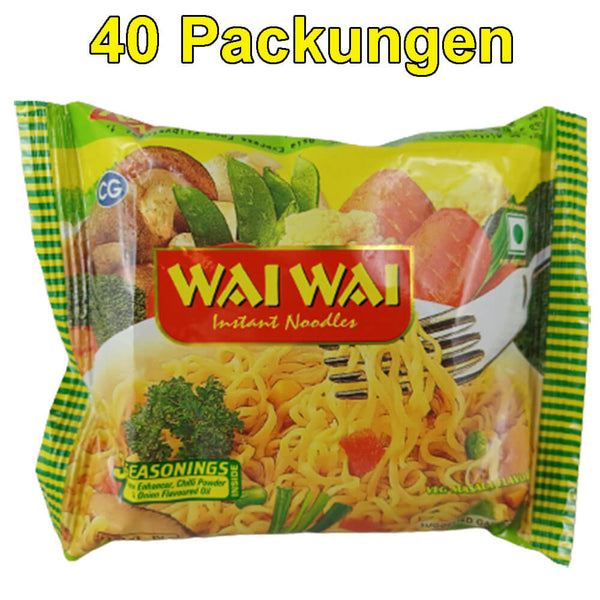 Лапша быстрого приготовления Wai Wai Масала с овощами, упаковка из 40 шт. (40 x 75 г)